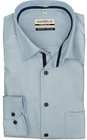 Marvelis Comfort Fit Herrkläder Skjorta, långärmad, New Kent krage, fintwill ljusblå, 43
