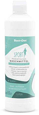 BactoDes - B-Wash lessive liquide 1L pour vêtements de sport - Lessive liquide probiotique avec parfum frais contre la transpiration - Lessive sport idéale pour les vêtements de sport