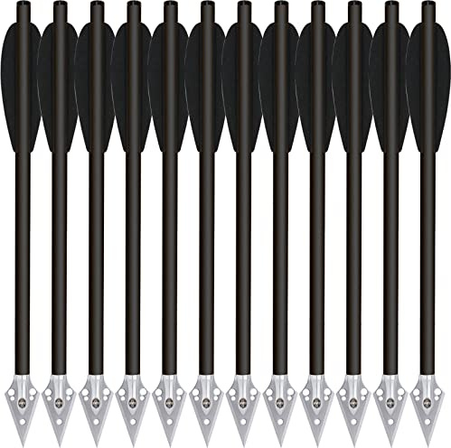 HUNTSPM 6,3 Bulloni per Balestra a Pistola in Carbonio Mini Frecce per Balestra con Punte da Caccia per 50-80lbs Pistola Balestra di Precisione Bersaglio Esercitarsi Frecce da Caccia (12pcs Nero)
