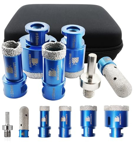 Diamantbohrer Fliesenbohrer Set - 20/25/35/50mm Diamantbohrer & 20mm Diamant Fingerfräser ein Adapter