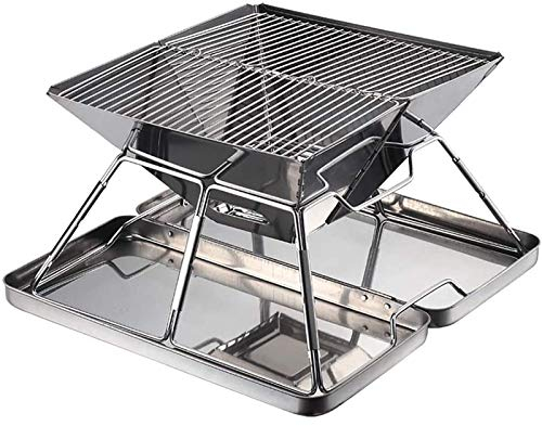 Grill Faltbarer Lagerfeuer Grill, Camping Feuerstelle, Outdoor Holzofen Brenner, 304 Premium Edelstahl, Tragbarer Campinggrill mit Tragetasche für Outdoor Backpacking Wandern BBQ