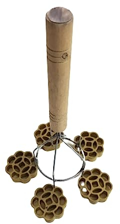 Niclaw Gourmet Stampo 5 in 1 per rosette, buñuelos de Viento, kembang, kokis, achappam, kuih Rose Copper Mould, 5,5 cm di diametro per ogni rosetta