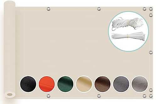 ZQXFZ Sichtschutzzaun 190x700cm Balkon Dekoration Oxford-Stoff Staubdicht, Uv-Schutz Balkonverkleidung Windschutz Sichtschutz Garten -Beige.