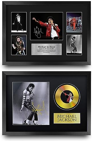 HWC Trading FR A3 Michael Jackson Collection Geschenke Geducktes Signiertes Autogramm Foto für Fans von Musik Memorabilien - A3 Gerahmt