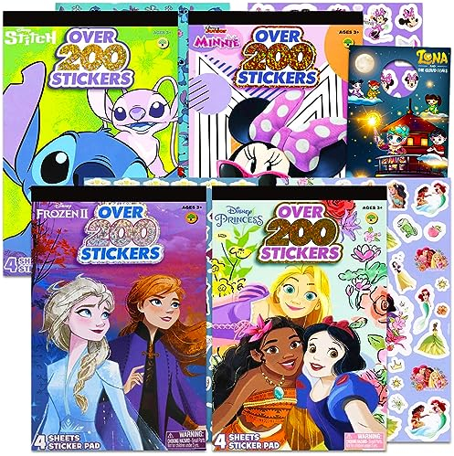 Mega Disney Sticker Set for Girls - Bundle with 800+ Stickers Featuring Princesses, Frozen, Minnie Mouse, and Moana | Bulk Disney Stickers for Kids