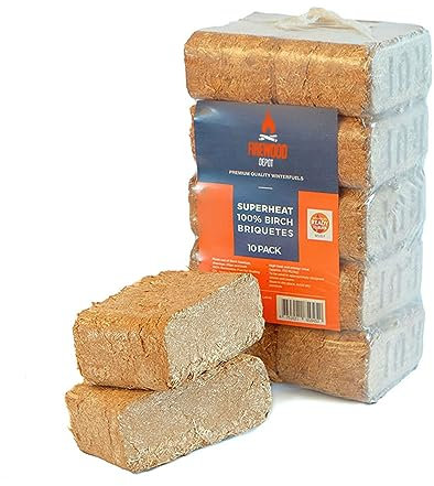 Laeto Firewood Depot Birch RUF Heat Briquette Blocks - Natural Fire Lighters, Camp Fire Starters - x20 Blocks