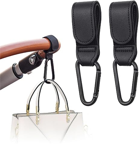 2 Stück Kinderwagen Haken,Karabiner Kinderwagen,Haken Kinderwagen,Kinderwagenhaken,Haken für Kinderwagen,Kinderwagen Haken für Taschen,für Kinderwagen,Einkaufswagen (Schwarz)
