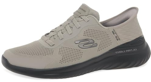 Skechers Men's Bounder 2.0 Emerged Slip-On Sneakers, Taupe Mesh/Synthetic/Black Trim, 8 UK