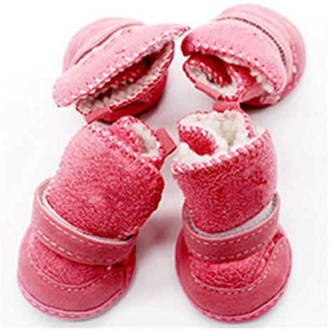 Hundeschuhe,Dog Boots 4 Stück Dicke Schneeschuhe for Hunde, for Haustiere, Chihuahua, Tierwärmeschuhe, Plüsch, for den Winter, for Haustiere, Welpen, Katzen, warme Stiefel, Hundeschuhe for den Winter