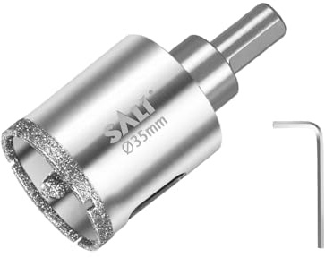 SALI 35 mm Diamantbohrer Lochsäge mit Zentrierbohrer Glasbohrer mit Diamant-Beschichtung Stahl Diamant Hohl-Bohrkrone Fliesenbohrer Zum Bohren in Keramik, Porzellan, Glas, Marmor, Schiefer
