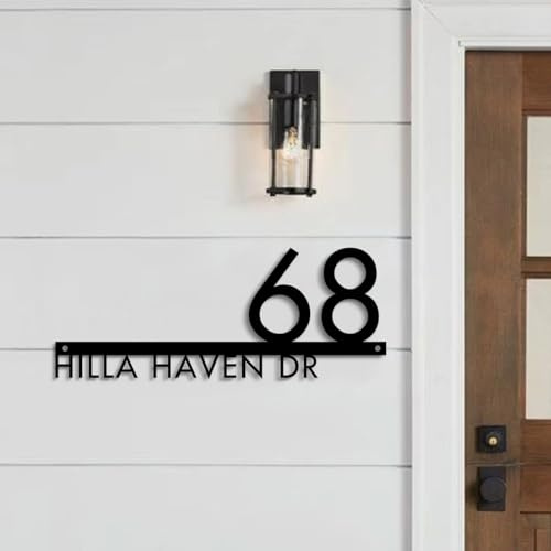 MXN Individuelles modernes Hausnummernschild, Acryl-Türschild, Buchstaben, Zahlen, Adressschild, Außentürschild, personalisierter Straßenname, Hausadressenschilder (A,40 x 18 cm)