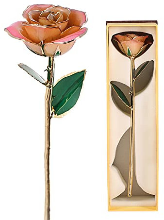 Qcwwy Für Immer Konservierte, in Roségold Getauchte Rose mit Langem Stiel, Handgefertigt, Zum Geburtstag, Jahrestag