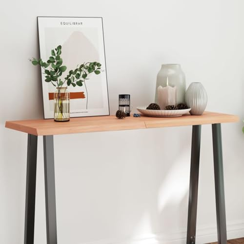 Sufrk Tablero Mesa Madera tratada Roble Borde Natural 120x40x4 cm Escritorio Madera Maciza
