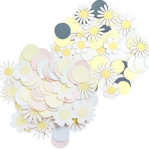 200 piezas de confeti de decoración de mesa, confeti de margaritas, confeti de decoración de fiestas, decoración de mesa de baby shower, decoraciones de dispersión de cumpleaños