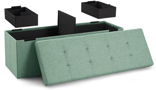 Blumtal Sitzbank mit Stauraum + 2 extra Boxen - Truhenbank mit Stauraum 110x38x38 cm - Sitztruhe mit Stauraum - Bettkasten mit Stauraum - Aufbewahrungsbox mit Deckel groß - Sitztruhen Türkis hell