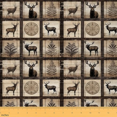 Homemissing Hirsch Patchwork Stoffe Wild Hirsch Stoff 92x150cm Geometrie Stoff Meterware für Stühle Wild Tier DIY Reupholstery Polsterstoff