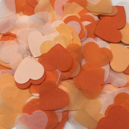 Wambere Herzförmiges Konfetti, 30g Orange, Hochzeit, Geburtstag, Valentinstag, Babyparty, Papier, Herz, ca. 2,5 cm