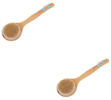 Ipetboom 2pcs Long-Handled Bath Brush Material Skin Exfoliator Deep Cleansing Easy to Use