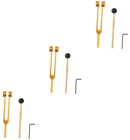 FRCOLOR 3 Juegos Tenedor de sintonización instrumento herramienta diapasones diapasón horquilla martillo de afinación duradero accesorios para masaje de oidos aleación de aluminio Golden