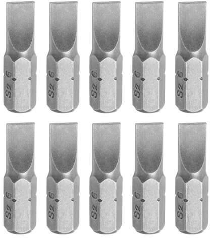 sourcing map 10pcs Flat Head Screwdriver Bit 1/4 Hex Shank SL6 Head 1 Length S2 Steel Slotted Screw Driver Drill Bits for Repair Work Electric Screw Driver