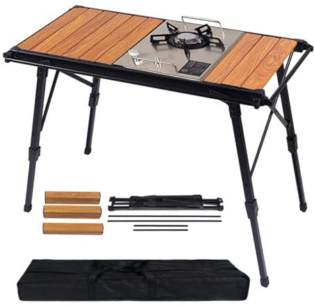 Tavolo da picnic pieghevole - tavolo da patio pieghevole, stazione da pranzo di viaggio | Fiame di legno compatto con di configurazione rapida, superficie multifunzione duratura costruita per