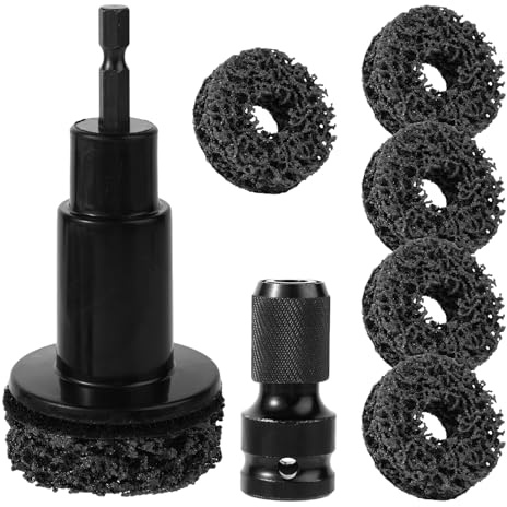 Sinbana Wheel Hub Cleaning Kit, Including Brake Angle Grinding Grinder Head Adapter and Pads Discs Cleaner Attachments for Car Rims Restoration to Fit Power Drill and 1 2 Inches Impact Wrench Tool