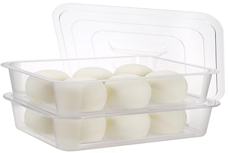 BSTKEY 2pcs Pizza Dough Proofing Box with Lid, Clear (39.8 * 24.5 * 7.2cm) | Household PET Bread Dough Proofing Storage Container Reusable Rectangle Food Carrier Cake Organizer Box