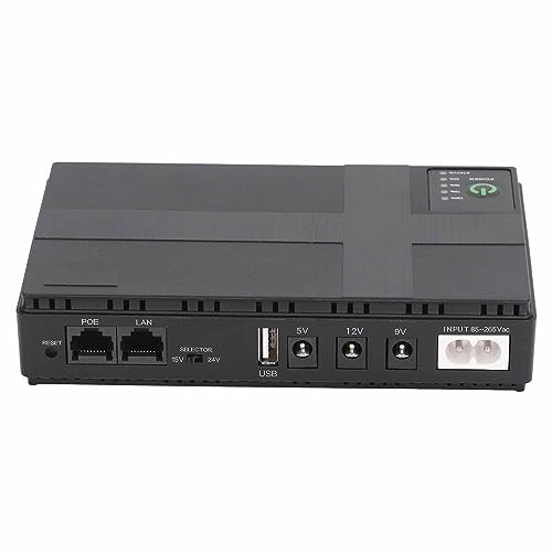 lyrlody Batería de Respaldo UPS, UPS de Batería Mini SAI DC 10400mAh con Entrada Dual USB y Salida Múltiple 5V/9V/12V/POE, para Router Cámara Seguridad Smartphone (Enchufe de la UE)