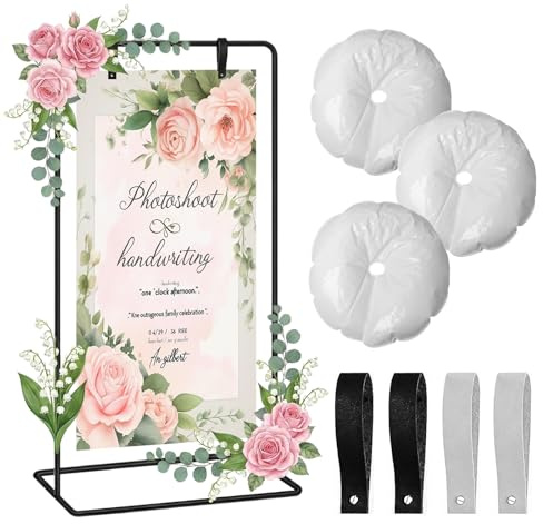 SDLDEER Wedding Welcome Sign Holder Sign Stand Adjustable with 2 Pair Hanging Strap 80×50×173 cm Welcome to Our Wedding Sign Holder Poster for Seating Charts, Event Decor, Posters, Party (Black)