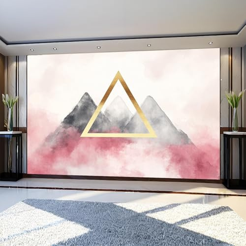Fotomural Montaña abstracta geométrica 450 x 315 cm Estilo Acuarela Papel Pintado Tejido No Tejido Decorativo con Diseño Fotográfico Moderno