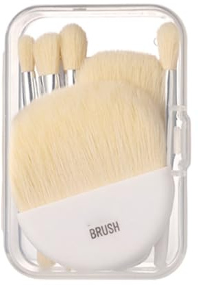 Sminkborstset – professionellt set med 6 delar sminkborsthållare | resemakeup- borst för ögonskuggor puder och concealer aluminiumhandtag vit, 6 delar