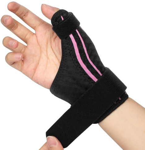 AOOWU Tumbandage höger, tumortos ergonomisk, ventilerande tumskena kvinnor och män, handledsstöd för artros senskidinflammation snäpptum (M,rosa)