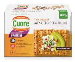 Cuore - Fette Croccanti, Avena, Ceci e Semi di Lino. Cotte al Forno, 240g (6 Monoporzioni). Ricche di Fibre e Fonte di Proteine, con Olio Cuore e Vitamina B1.