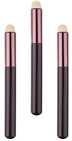 DOITOOL Set 3 Pennelli per Labbra in Legno e Fibre Artificiali, Lipstick Brush e Lip Gloss Brush per Trucco Labbra e Applicazione Ombretto, Pennelli Make Up per Donne