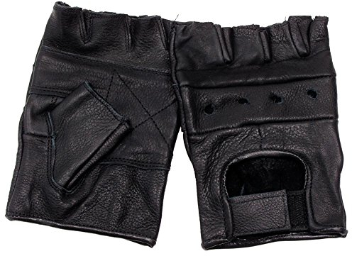 Leder Trainingshandschuhe ohne Finger schwarz S-XXL S