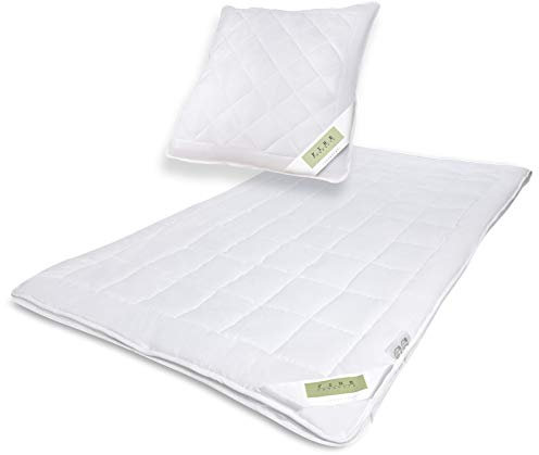 Julido 4-Jahreszeiten Bettenset – Decke 135x200 cm (840+700g) & Kissen 80x80 cm (1000g), Mikrofaser, Weich, Waschbar bis 90°C, Trocknergeeignet, Für Allergiker, Weiß