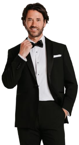 Dobell Mens Black Tuxedo Dinner Jacket Regular Fit Satin Shawl Lapel