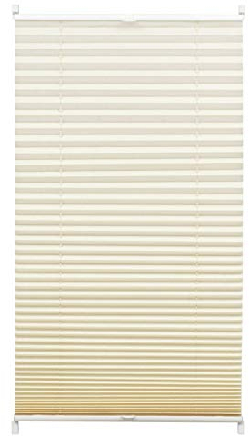 GARDINIA EASYFIX Plissee ohne Bohren, Zum Klemmen, Blickdichtes Falt-Rollo, Inkl. Aller Montage-Teile, 2 Bedienschienen, Creme, 90 x 130 cm
