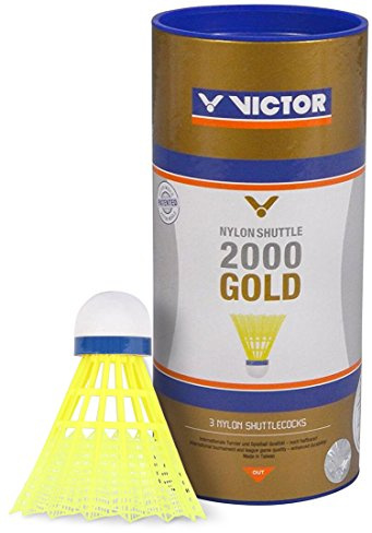 VICTOR Nylon Shuttle 2000 Gold Volant de Badminton boîte de 3 jaune bleu