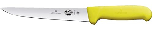 Victorinox Fibrox Couteau de Cuisine/Couteau à Saigner, Manche Ergonomique, Longueur : 18 Cm, Jaune