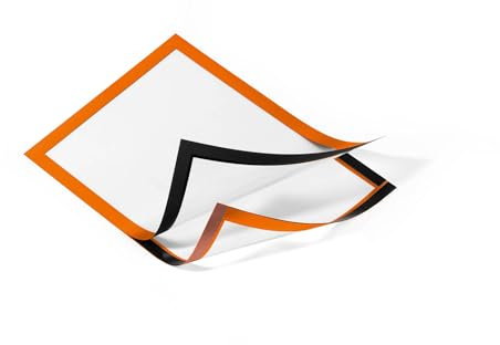 DURABLE - Cadre d'affichage DURAFRAME® - Fixation adhésive - Repositionnable - Pour documents A4 - Lot de 2 - Orange - 487209