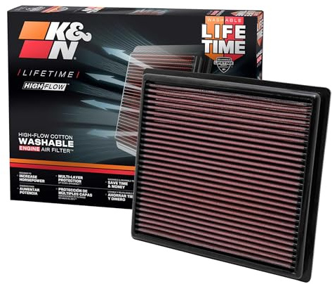 K&N High-Flow Original Lifetime Engine Air Filter: Increase Power: Premium, Washable: Compatible with 2011-2025 Toyota/Lexus/Mitsubishi/Fiat: (See Product Description for Select Models) 33-2443