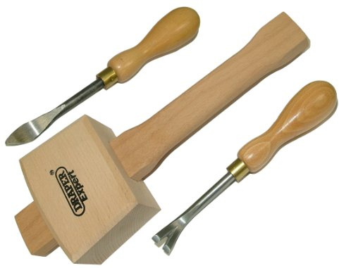 Wooden Handle Tack Lifter, Staple Remover + Mallet Upholstery Kit