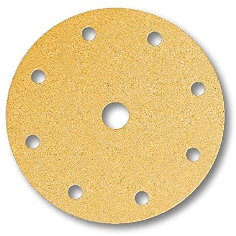 Mirka Schleifpapier Gold Ø 150 mm Klett 9-Loch Korn P100 100 Stk | Zum Schleifen von Gips Spachtel Spanplatten Holz und Lack Hochwertiges Klett 9-Loch Schleifpapier P100 100 Stück
