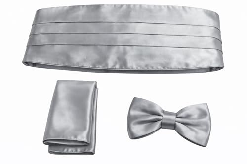 L&C?New Italian Satin Cummerbund and Bow Tie and Hanky Set 30 Colors Event Gift