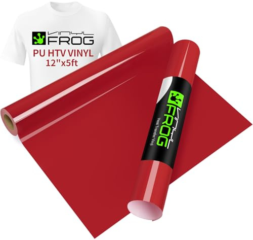 VINYL FROG Plotterfolie Textil Rot Flexfolie Plotter Textil 30,5cm x 155cm Heat Transfer Vinyl HTV für DIY T-Shirt, Stoffe