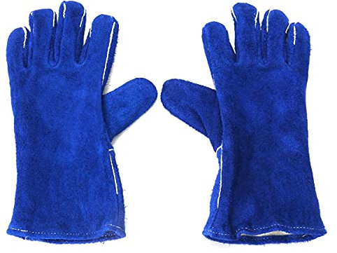 MASUNN Guantes De La Hornilla del Soldador De Madera De Los Pares De 1 Par Fuego De Alta Temperatura De Las Estufas Protectores Largos Azul