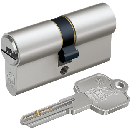 BASI | V55 Profil-Doppelzylinder 30/35 mm | Zylinderschloss mit 5 Wendeschlüssel und Codekarte | Bohrmuldenschlüssel | Pickingschutz & Anbohrschutz | Verschiedenschließend