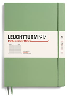 LEUCHTTURM1917 - Master Slim A4+ - linjerad inbunden anteckningsbok (salvia) - 123 numrerade sidor