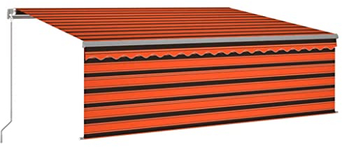 vidaXL Gelenkarmmarkise Einziehbar mit Jalousie Markise Sonnenmarkise Balkonmarkise Sonnenschutz Sichtschutz Garten Terrasse Balkon 4x3m Orange Braun